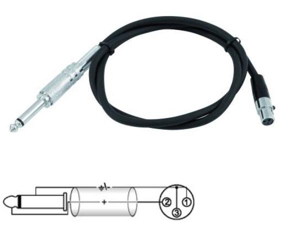 Guitarkabel - 6,35mm mono JACK > 3 pol mini XLR (0,8m)