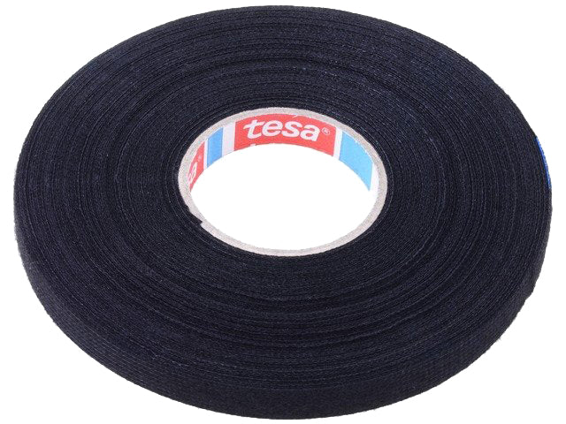 Lærredstape - 9mm bred / 250µm, 105°C, Sort (25m)