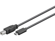 USB-C til USB B-han 2.0 kabel - Sort (1m)