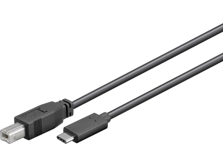 USB-C til USB B-han 2.0 kabel - Sort (1m)