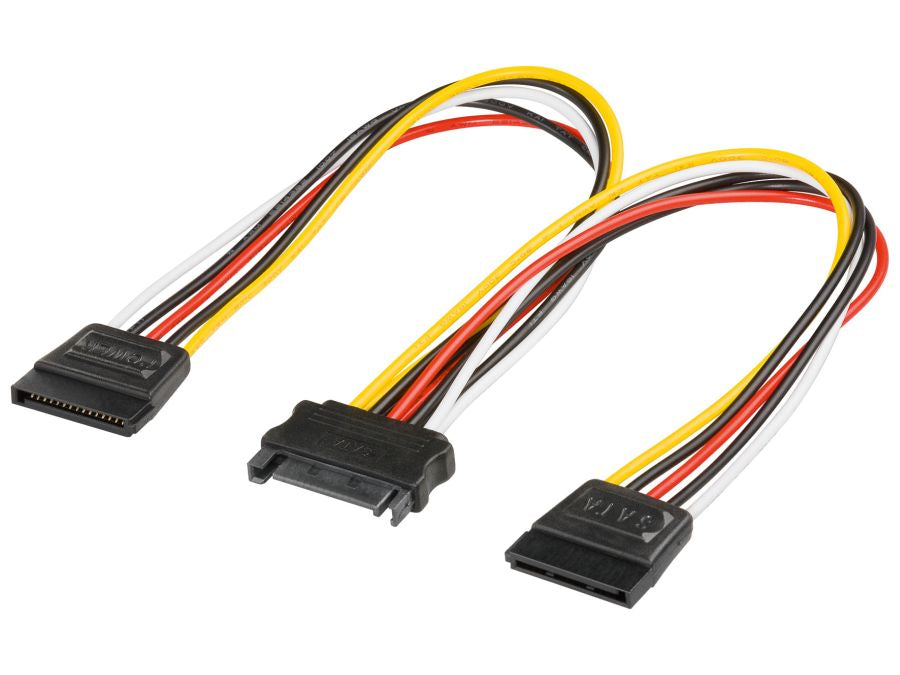 Intern PC Y-strømkabel - SATA han til 2x SATA hun (20cm)