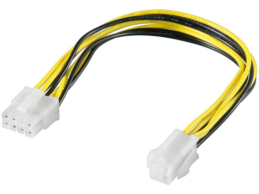 Intern PC strømkabel - 8P han til 4P hun (24cm)