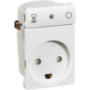 Fuga stikkontakt m. jord og timer 1½m modul 10A - hvid