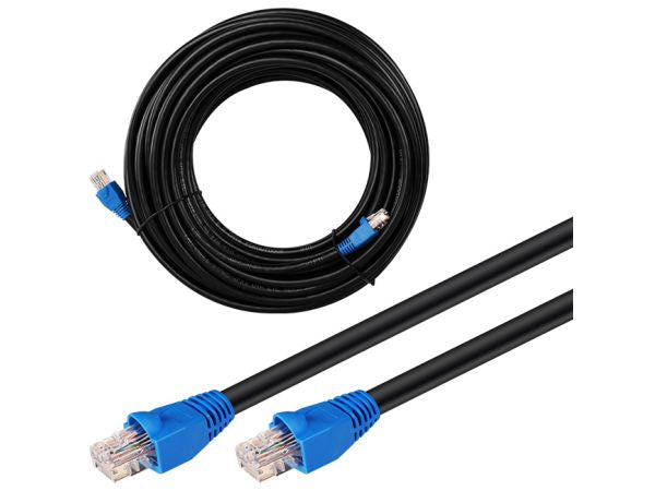 UTP netværkskabel - CAT6, 2xRJ45, Udendørs, Sort (50m)