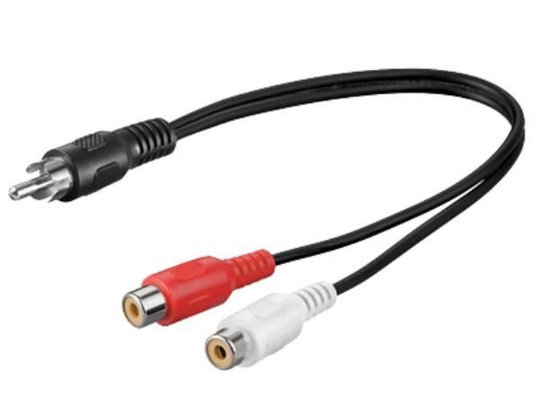 Phonokabel - RCA han til 2 x RCA hun (0,2m)