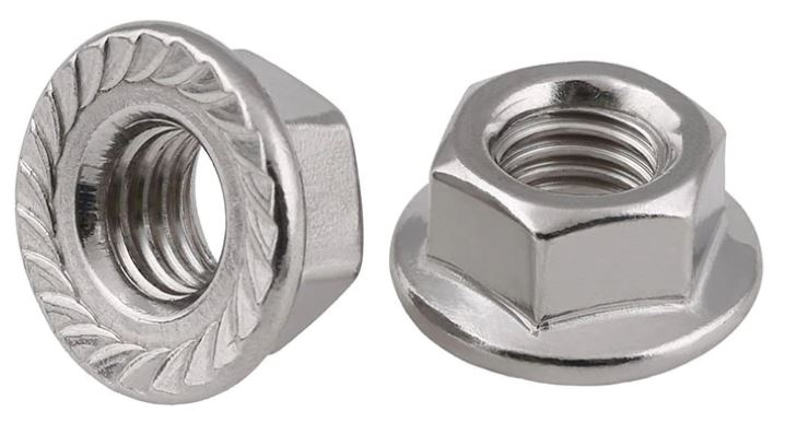 Møtrik m. flange - M5, Forzinket stål, H=5mm (50 stk.)