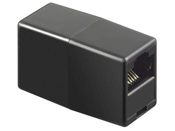 Modular mellemled - 2 x RJ45(8P8C) hun, Sort