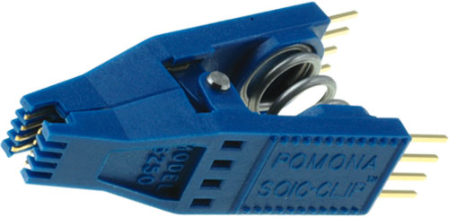 SOIC testclip - 8 ben 1,27mm Forgyldt, Blå