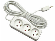 Stikdåse - 3 x DK u. jord, Hvid (2,5m)