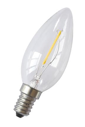 C35 Filament LED kertepære - 240V 1W klar, E14 sok. (2700K)