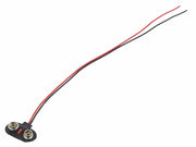 Battericlips til 9V E-blok batteri - T type, blød (20cm)