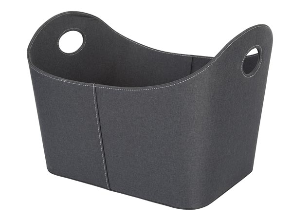 Brændekurv - Sort vintage læder look, 56 x 45 x 35 cm