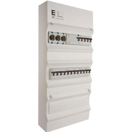 Færdigmonteret gruppetavle - HPFI, Tarif, 2x16A 3P+N, 4x13A 1P+N - Hvid