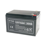 V-Tac Pro 10Ah Blysyrebatteri T2 med 5 års producentgaranti - 151x98x101mm