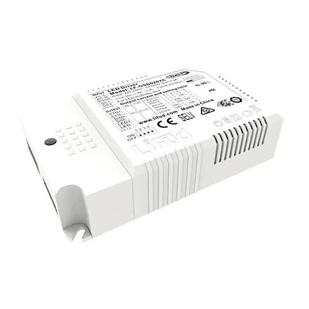 Lifud 45W 5i1 LED driver - Push dæmp, 0-10V og DALI, Sync, flimmer fri, passer til vores 29W, 36W og 45W store LED paneler