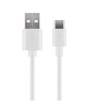 USB-A han > USB-C han (2.0) kabel, 3A, Hvid (0,1m)