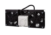 Serverkøler til væg-rackskab - 2 blæsere, m. termostat, Sort