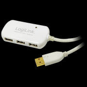 USB 2.0 Repeaterkabel m. 4-port HUB - Hvid (12m)