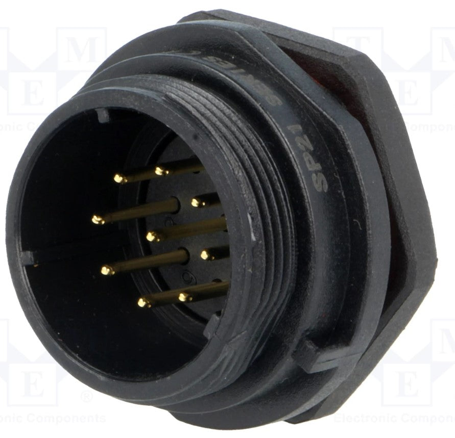 SP21 fatning - 9pol han, 0,75mm², 5A, kabinet (IP68)