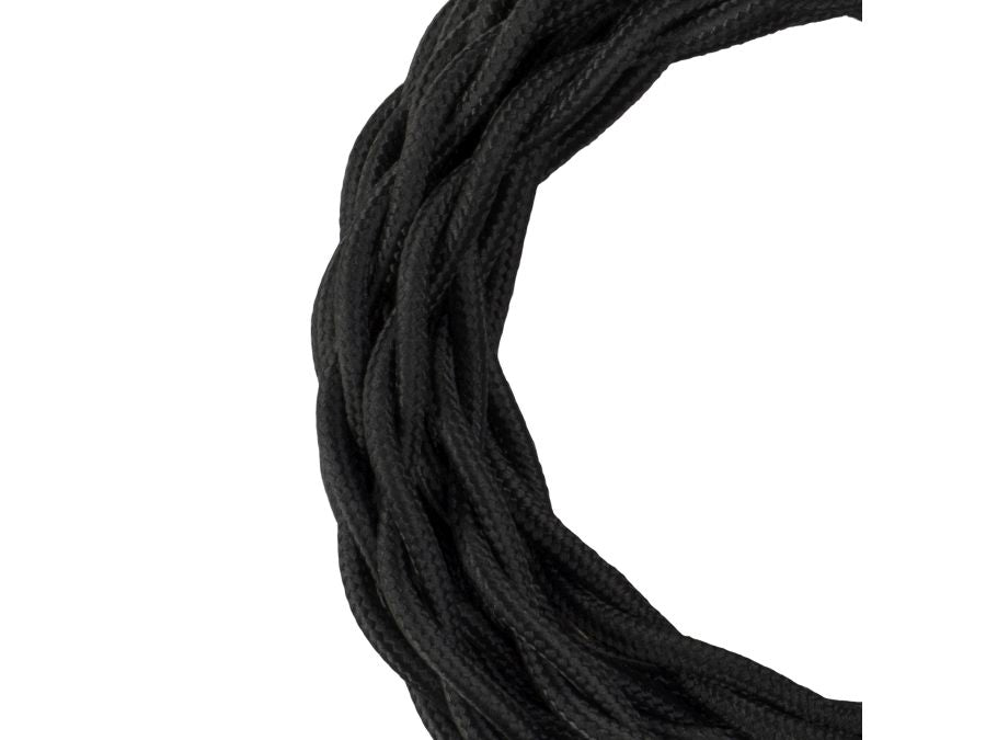 Stofledning - 2 x 0,75mm², Snoet, SORT (3m)