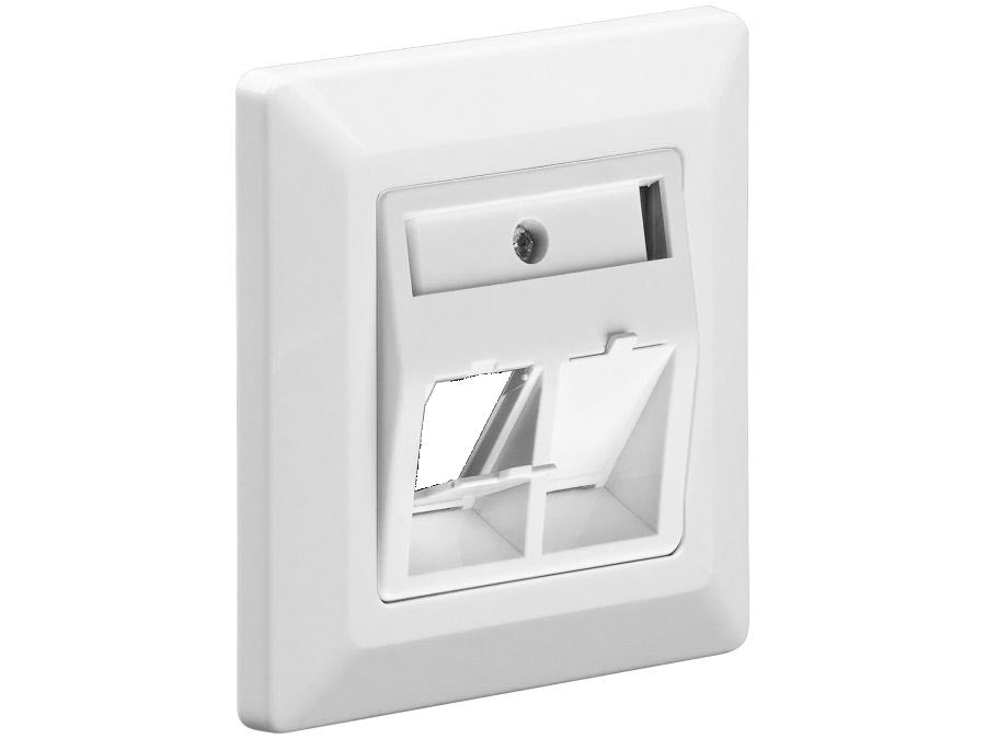 Vægdåse t. kabelkanal - 2 x Keystone snap-in, Hvid