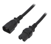 Strømkabel - C14 til C15, 3x2mm², 15A, Sort (1,8m)