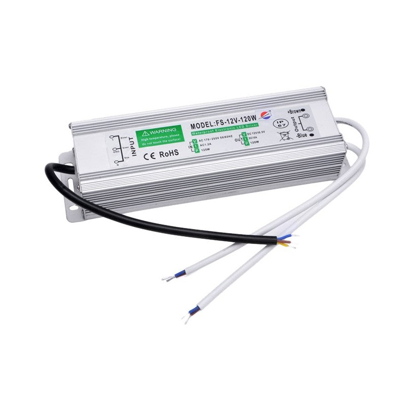 120W strømforsyning - 12V DC, 10A, IP67 vandtæt