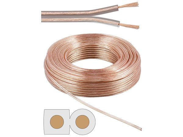 Højttalerledning - 2x4mm² CCA, Transparent (50m)