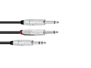 Audiokabel - 6,35mm st. JACK > 2x6,35mm mono JACK han (3m)