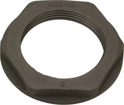 Møtrik til PG9 gennemføring, sort polyamide