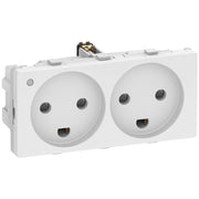 Fuga vandret stikkontakt m. jord og LED lampe 2 modul - hvid