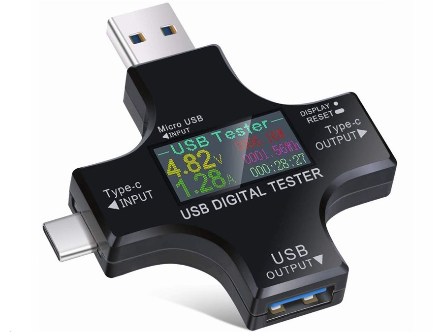 USB 3.0 spænding-/strømtester m. LCD display - Type A og C