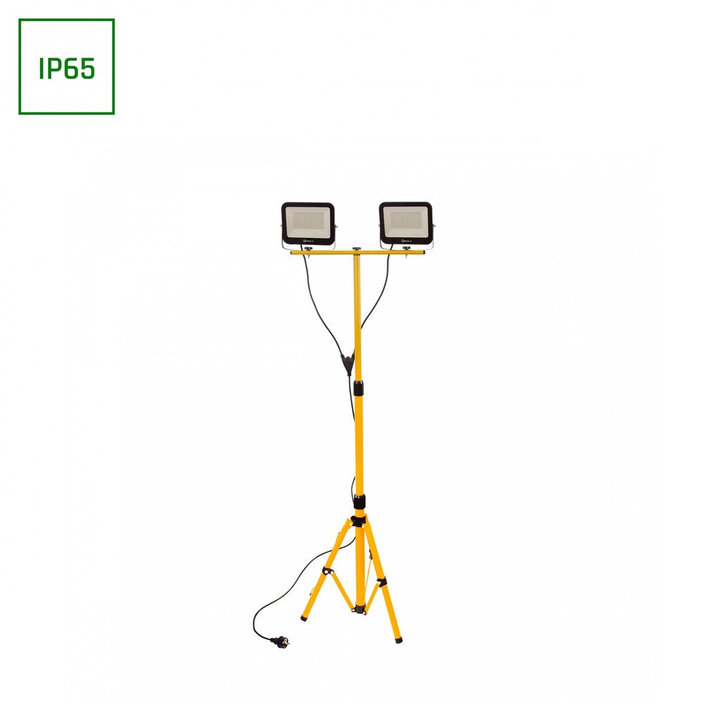 Tripod Stativ - Noctis LED Flomlys, 2x50W, Neutral Hvid, 230V, 110° Spredning, IP66, 205x170x30mm, 2100mm Ledning, RA80, 8300lm, IP65