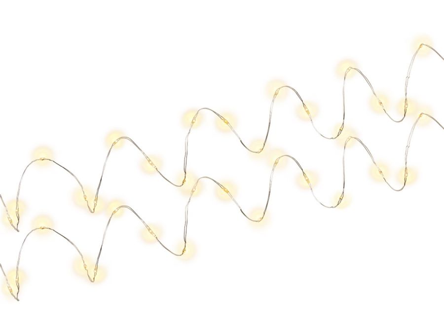 LED lyskæde - 2 x 20 LEDs, varm hvid, timer (1,05m)