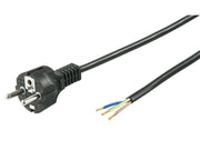 Strømkabel - CEE7/7 > løs ende, 3x1,5mm², Sort (2m)