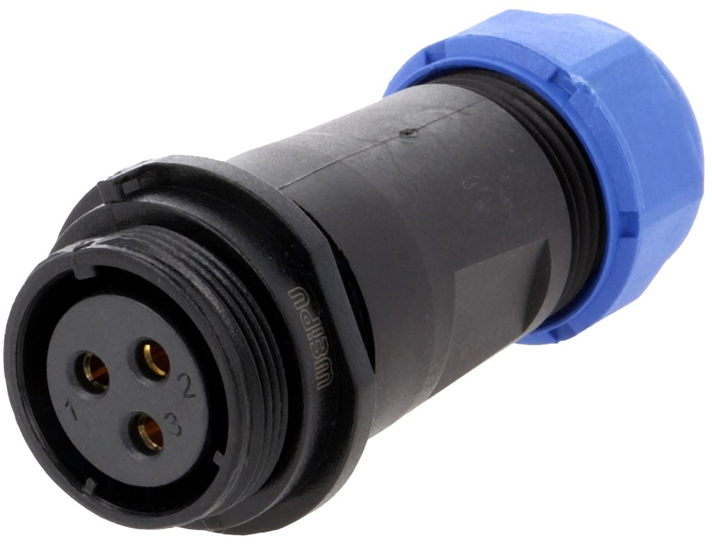 Rundstik, SP21 - 3P hun, udv. gevind, Ø7-12mm, 30A (IP68)