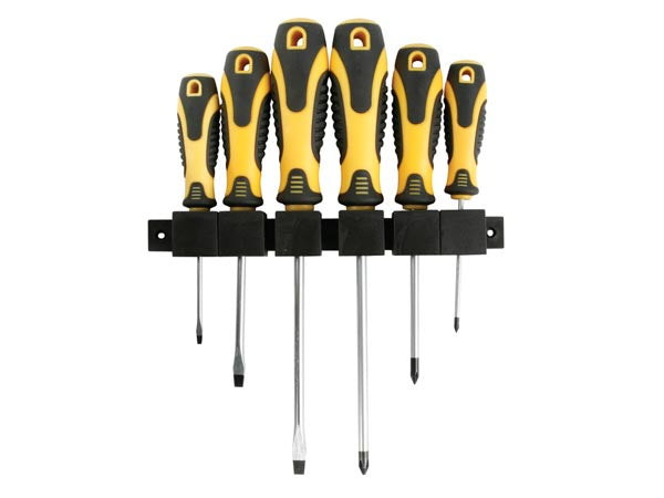 Skruetrækkersæt - 3 flade + 3 krydskærv, CVS (6 dele)