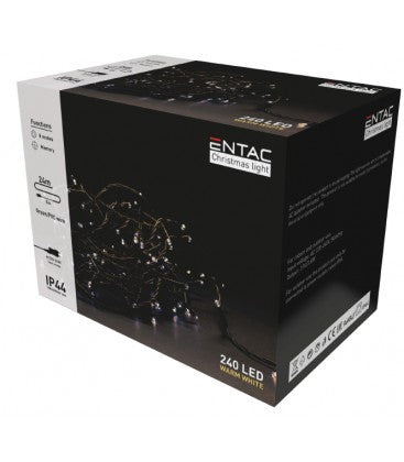 24 meter udendørs LED julelyskæde - IP44, 230V, 240 LED, varm hvid