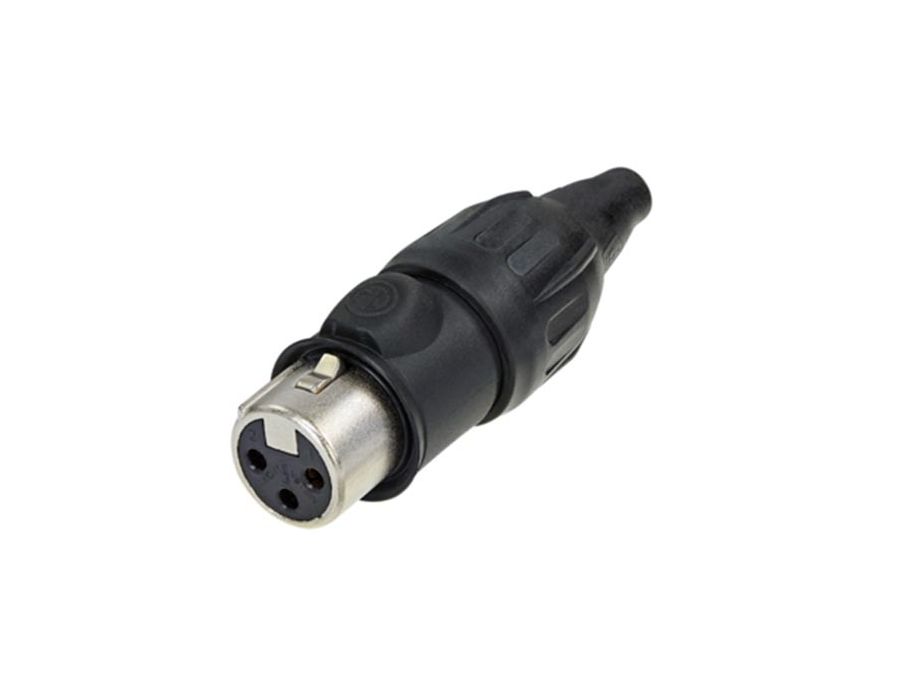XLR stik "heavy duty" - 3P hun, nikkel, Sort (IP65)