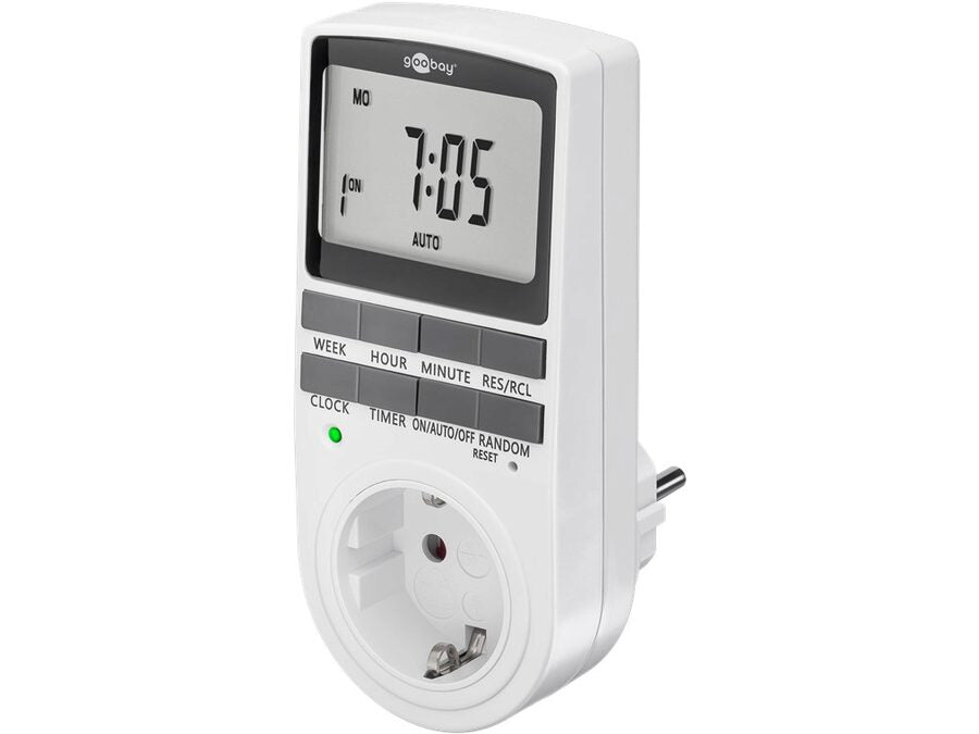 Digital Timer - Programmerbar, CEE7/4 udtag, Hvid