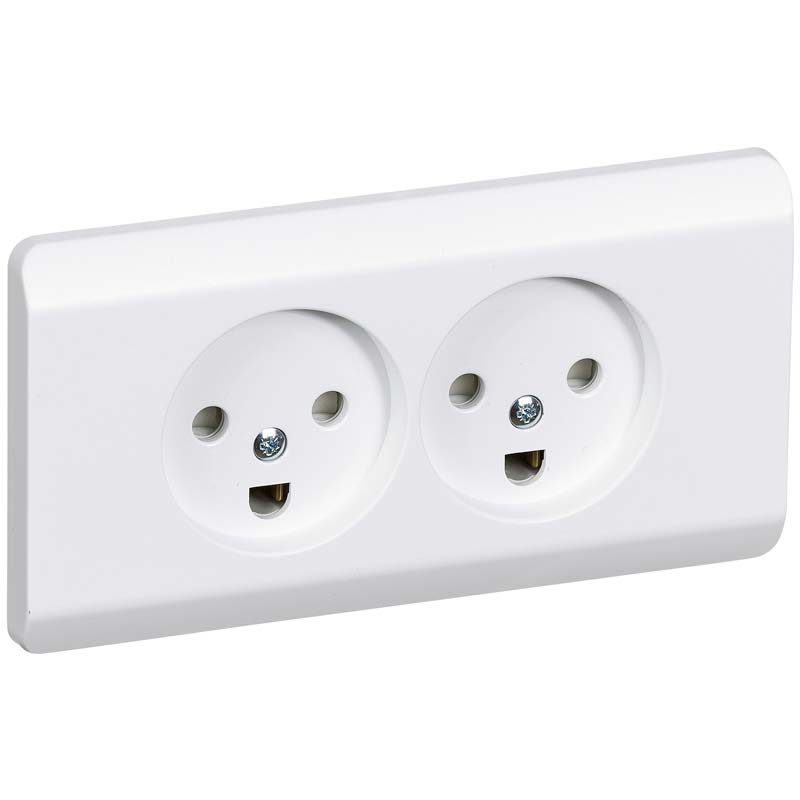 Opus 66 stikkontakt med jord 2-pol 2 tænding - hvid