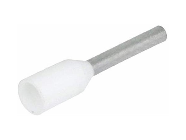 Isoleret ledningsende-tylle - 0,5mm² 8mm, Hvid (100 stk.)