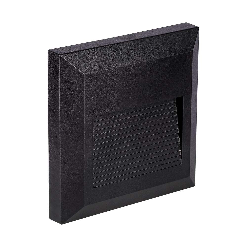 2W Trinlys LED-pære med 3000K varm hvidt lys, sort hus, kvadratisk design, 70lm, RA80, IP65 - Ideel til udendørs belysning