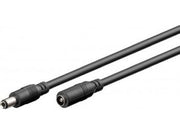 DC forlængerkabel - 5,5x2,5mm han/hun, 0,5mm², Sort (3m)
