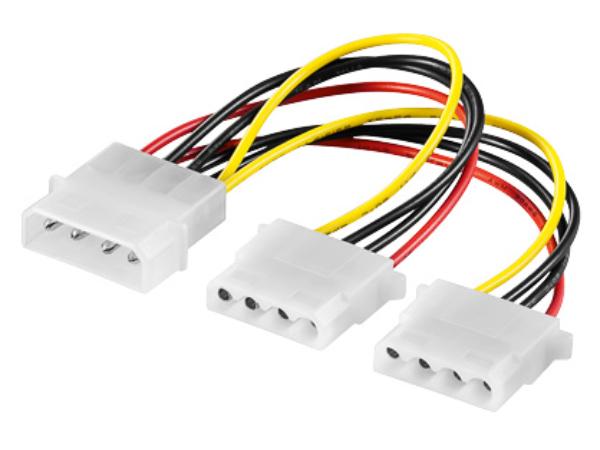 Intern PC Y-strømkabel - 5,25" til 2 x 5,25" (13cm)