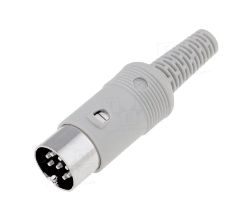 DIN stik - 8pol han multistik 270° Plasthus, Grå