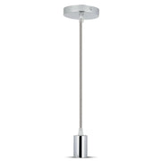V-Tac Lampefatning - Krom metal, grå ledning, E27 (Max 60W)