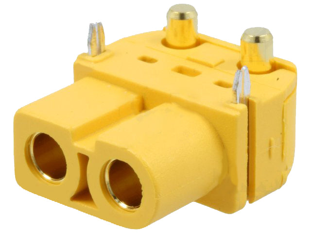 DC-XT60 fatning - 2pol, 90° hun, printben