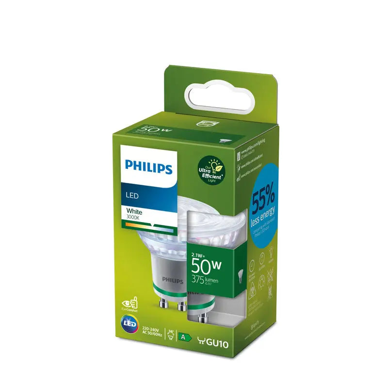 Philips LED 2,1W (50W) GU10 3000K 375lm