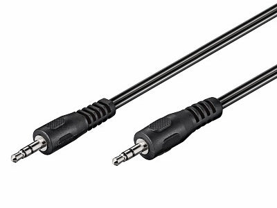 Audiokabel - 2 x 3,5mm stereo JACK han, Sort (2,5m)
